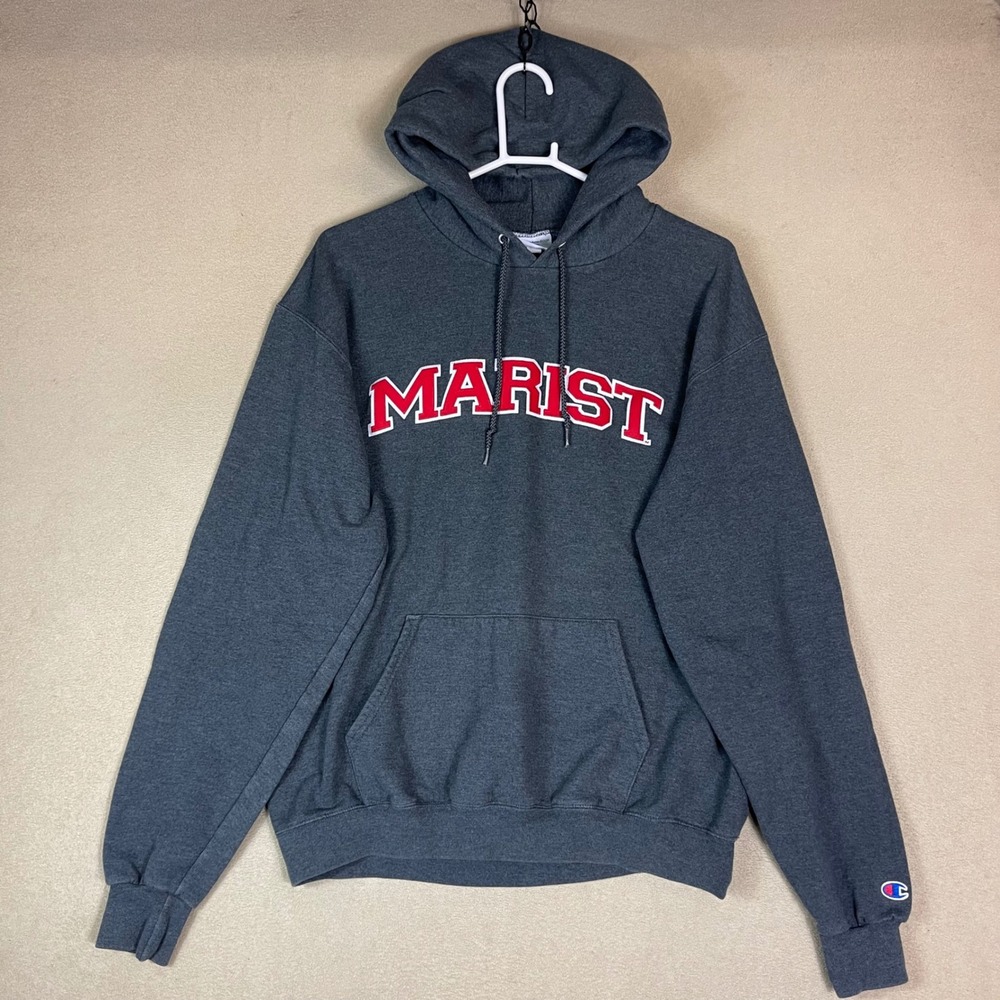 Champion Marist College Pullover Hoodie Sweatshirt Charcoal Gray Size L